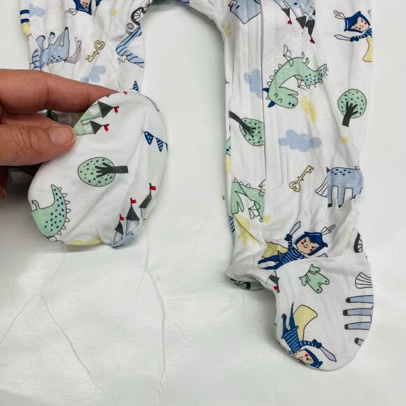 NWT Magnolia Baby 12M Little Prince Blue Printed Zipper Footie - Picture 3 of 5